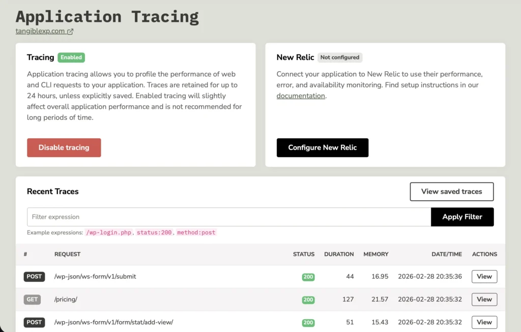 TangibleXP's application tracing tool