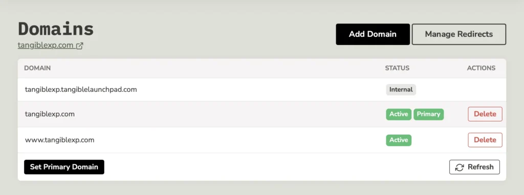 TangibleXP's domain manager