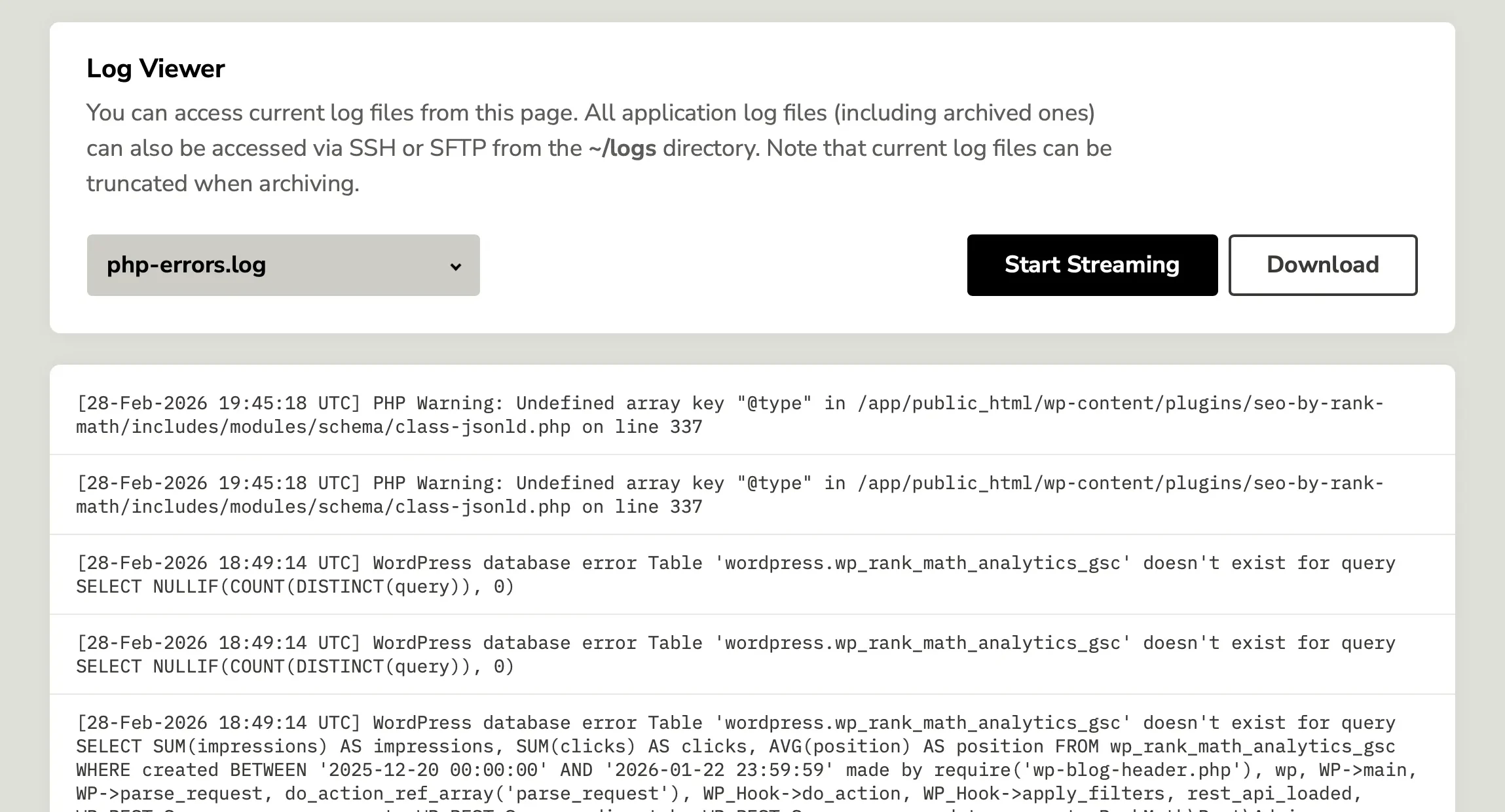 TangibleXP Application Logs