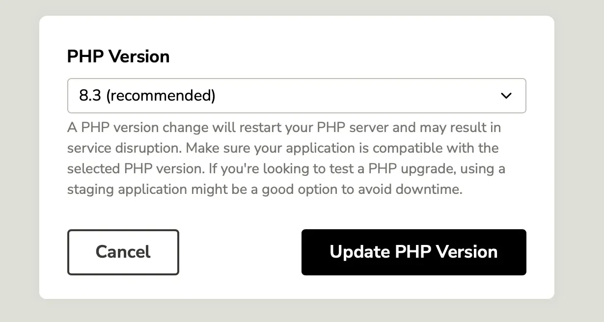 TangibleXP PHP version switching