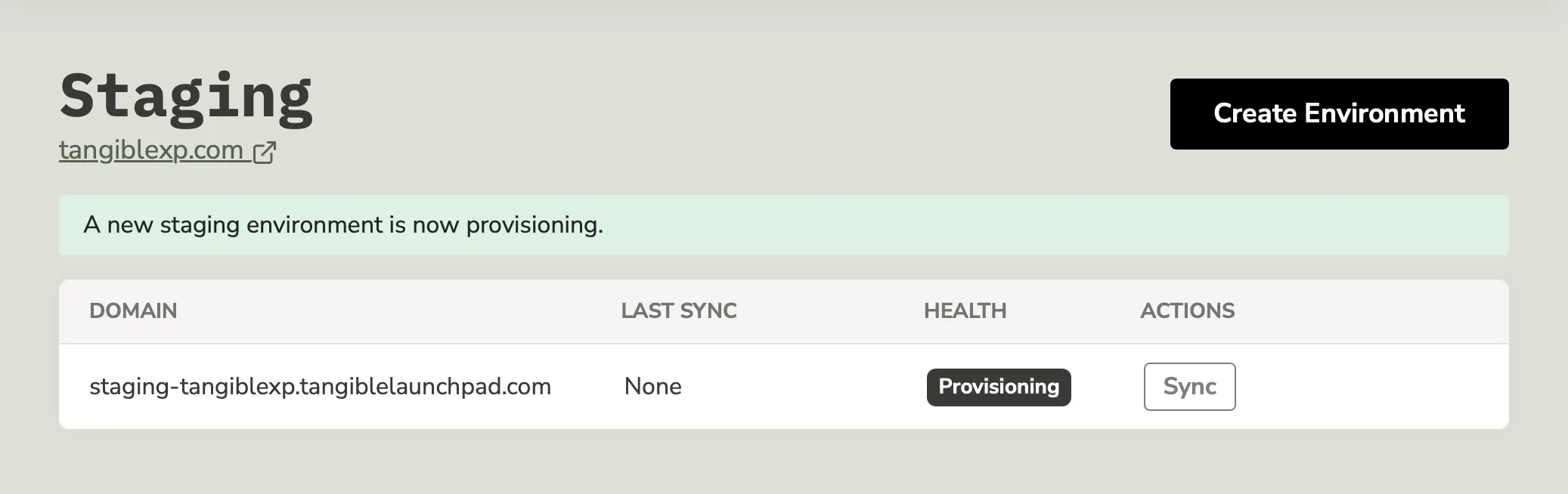 TangibleXP turbo staging environments